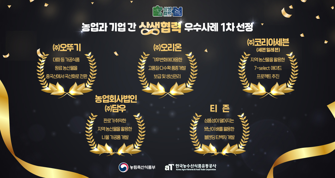 전남 기업 ㈜담우·티즌, 농업-기업 상생협력 '우수' - 뉴스 썸네일 이미지